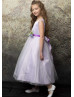 Lilac Satin Tulle Tea Length Flower Girl Dress Lilac Satin Tulle Tea Length Flower Girl Dress